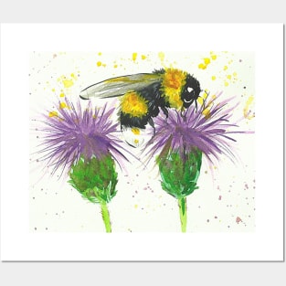 Bumble bee and Thistles Posters and Art